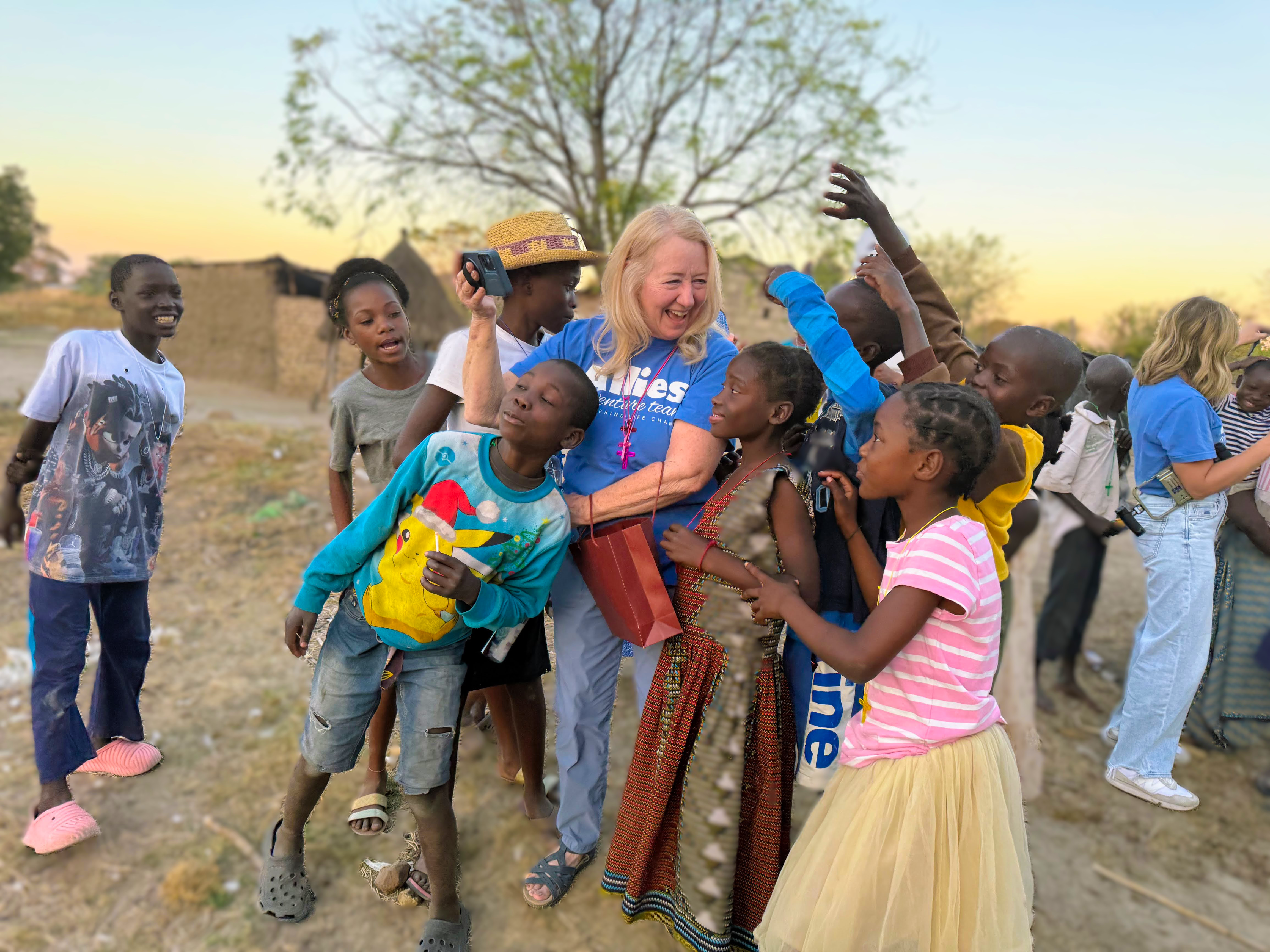 Allies Adventure Team members spending time with children in southern Africa