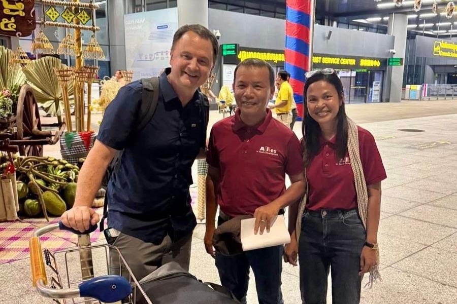 Eric Tucker delivered Allies Bags of Hope to Allies area leaders in Cambodia during a spring trip with Arlington-Mansfield YMCA