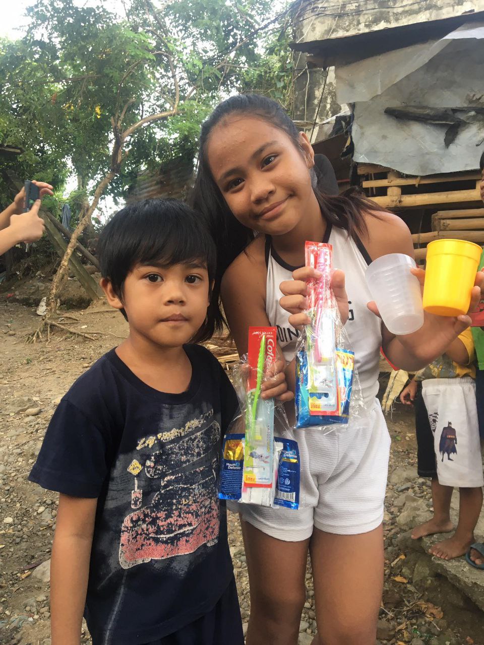 Children receiving hygiene items