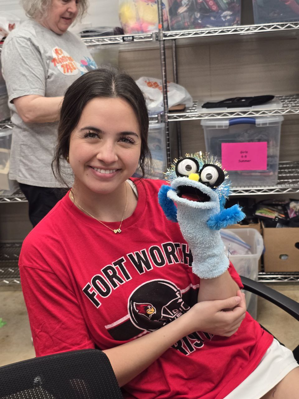 Volunteer with puppet